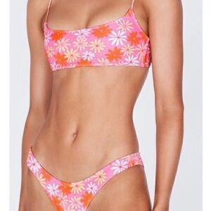 Floral Pink and Orange Bikini Set